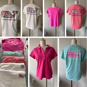 Vineyard Vines Whale Tee Bundle - White, Pink, and Aqua